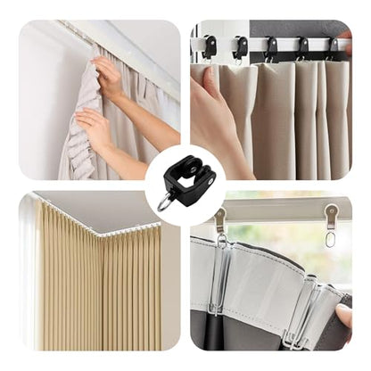 50PCS Black Curtain Track Rollers, Plastic Ceiling Rail Gliders for Window Shower Bendable Flexible Track System - color: Black