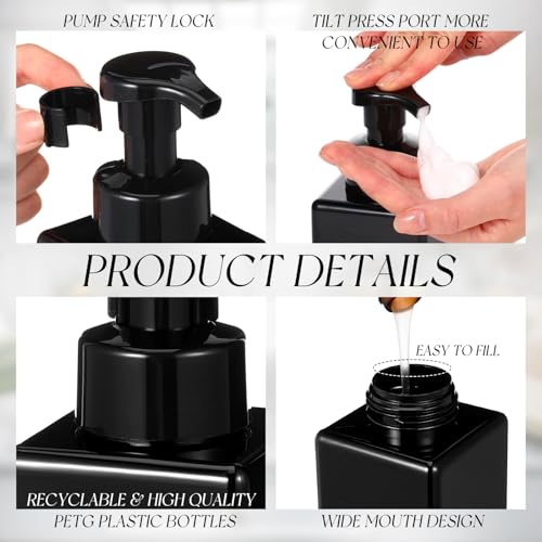 Foaming Soap Dispenser 8.5 oz Foam Pump Bottle Bulk Empty Travel Foaming Dispenser Refillable Hand Soap Plastic Pump Bottle Travel Clear Container for Bathroom Vanities(24 Pcs,Whole Black) - color: Whole Black