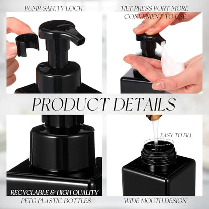 Foaming Soap Dispenser 8.5 oz Foam Pump Bottle Bulk Empty Travel Foaming Dispenser Refillable Hand Soap Plastic Pump Bottle Travel Clear Container for Bathroom Vanities(24 Pcs,Whole Black) - color: Whole Black