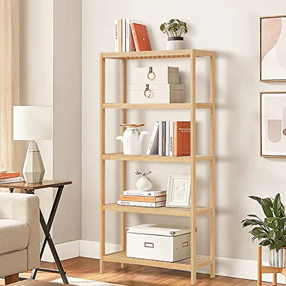5-Tier Bamboo Freestanding Multi-use Shelf Unit Bookshelf Bookcase - size: 23.6''W 5-tier