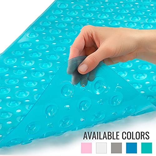 HealthSmart Bath Mat Extra Large No Slip Shower & Bathtub Mat with Suction Cups and Drain Holes for Anti-slip Grip, Machine Washable, Extra Large, 40 x 15.5, Green - color: Green, size: 40" x 15.5" (Rectangular)