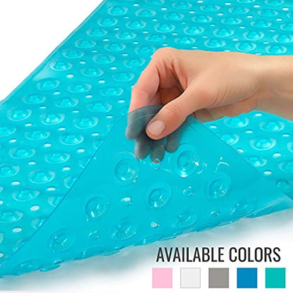 HealthSmart Bath Mat Extra Large No Slip Shower & Bathtub Mat with Suction Cups and Drain Holes for Anti-slip Grip, Machine Washable, Extra Large, 40 x 15.5, Green - color: Green, size: 40" x 15.5" (Rectangular)
