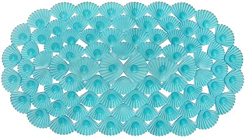 Linfevisi Bathtub Mat Non Slip, Oval Bath Mat for Tub with Suction Cups and Drain Holes, Machine Washable Tub Shower Mats for Bathroom 27 x 15 Inches, Phthalate Latex Free (Aqua) - color: Aqua