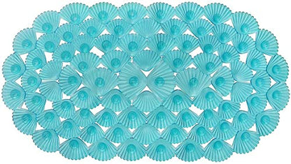 Linfevisi Bathtub Mat Non Slip, Oval Bath Mat for Tub with Suction Cups and Drain Holes, Machine Washable Tub Shower Mats for Bathroom 27 x 15 Inches, Phthalate Latex Free (Aqua) - color: Aqua