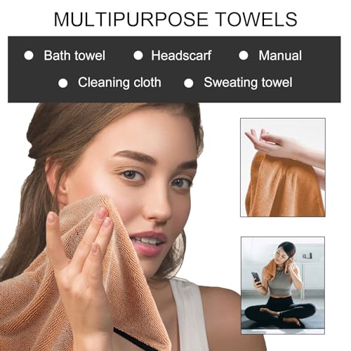 Longzhuo Large Bath Towels, 15.74'' x 23.62'' Bath Towel Set, Microfiber Bath Towels Pack of 3, Lighter Weight, Quicker to Dry, Highly Absorbent, Beach Towel for Bathroom, Gym, Hotel, SPA (Khaki)