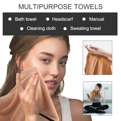 Longzhuo Large Bath Towels, 15.74'' x 23.62'' Bath Towel Set, Microfiber Bath Towels Pack of 3, Lighter Weight, Quicker to Dry, Highly Absorbent, Beach Towel for Bathroom, Gym, Hotel, SPA (Khaki)