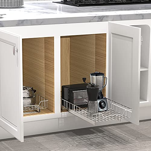 Simple Houseware Under Cabinet Pull Out Sliding Shelf, 21" Dx11 W, Chrome - size: 21" D x 11" W