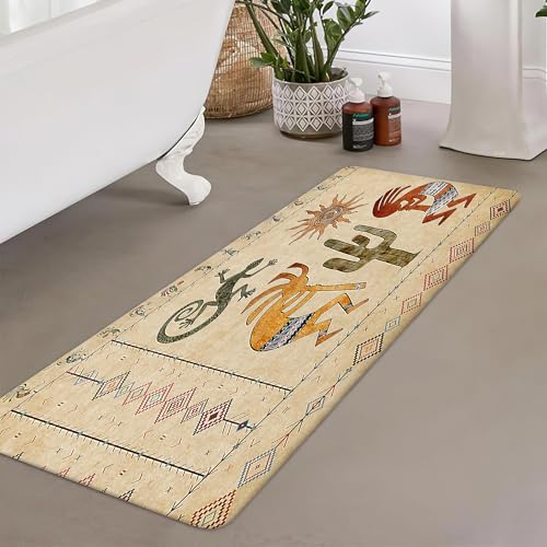 JAWO Southwestern Native America Ethnic Tribal Rugs - Geometric Retro Abstract Art Hipster Memory Foam Bathroom Rug (17x48inches), Yellow - color: Yellow, size: 1'5" x 4' (Rectangular)
