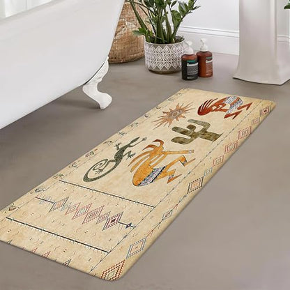 JAWO Southwestern Native America Ethnic Tribal Rugs - Geometric Retro Abstract Art Hipster Memory Foam Bathroom Rug (17x48inches), Yellow - color: Yellow, size: 1'5" x 4' (Rectangular)