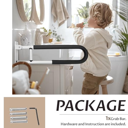 KUAFU 23.6 Inch Handicap Grab Bars Flip Up Folding Toilet Grab Bar Rails | Bathroom Safety Bar Hand Support for Disabled Elderly Pregnant Woman Wall Mounted Aluminum Silver