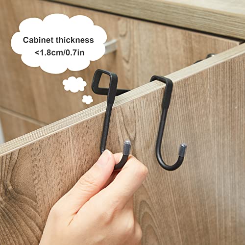 Patelai 8 Pcs Over Cabinet Hook Double S Shaped Cabinet Drawer Hanger Hook Durable Metal Heavy Duty Hooks for Kitchen, Closet, Bathroom, Drawer, Wardrobe Door, to Hang Bags, Clothes, Towels, Key