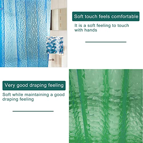 EVA Green Shower Curtain Liner, 3D Water Cube 5G Shower Liners with 12 Rustproof Metal Grommets and Weighted Magnets, Waterproof Duty for Bathroom 72 x 72 - color: Green