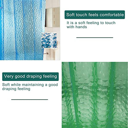 EVA Green Shower Curtain Liner, 3D Water Cube 5G Shower Liners with 12 Rustproof Metal Grommets and Weighted Magnets, Waterproof Duty for Bathroom 72 x 72 - color: Green