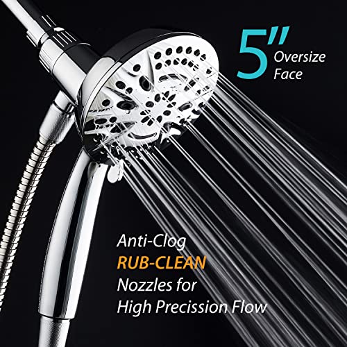 AquaDance New Magnetic Docking 8-setting High Pressure Handheld Shower Head | Space-age Magnetic Guidance Bracket System, Giant 5-inch Face, Extra-long 72-inch Stainless Steel Hose - All Chrome Finish - color: All Chrome