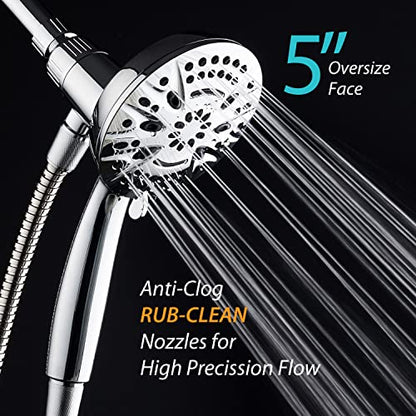 AquaDance New Magnetic Docking 8-setting High Pressure Handheld Shower Head | Space-age Magnetic Guidance Bracket System, Giant 5-inch Face, Extra-long 72-inch Stainless Steel Hose - All Chrome Finish - color: All Chrome