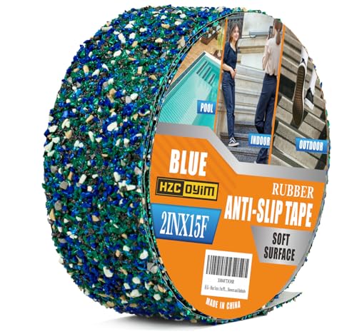 Pool Rubber Grip Tape 4" x 16.5ft -Blue Anti Slip Tape, Step Grips for Pool Sides, Showers, Bathroom,Stairs Outdoor, and Wet Areas (2inches X 16.5feet) - size: 2inches X 16.5feet