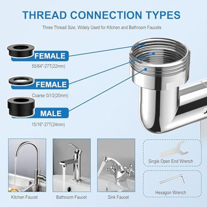 London Sunshine 2PC 1080° Swivel Faucet Extender,360° Swivel Robotic Arm Faucet Aerator,2 Sprayer Mode Kitchen Faucet Attachment Tap Head Replacement For Bathroom/Kitchen/Face/Hair - color: 2 Pieces 1080°