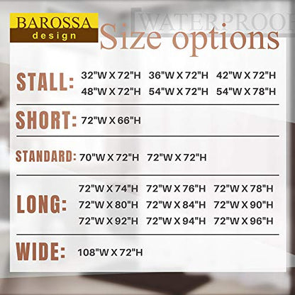 Barossa Design 36x72 Waterproof Fabric Stall Shower Curtain or Liner White | Soft Microfiber, Hotel Quality, Machine Washable, 36 inch Wide Half Size, Stand-up Small Narrow Single Cloth Shower Curtain - color: Pure White, size: 36"W x 72"L (Pack of 1)