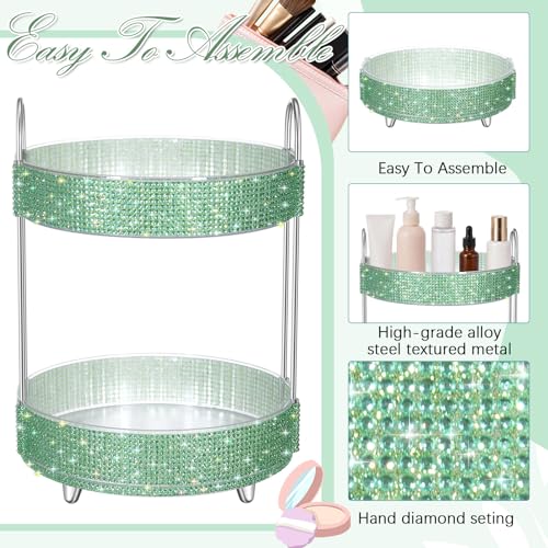 360 Rotating Rhinestone Perfume Organizer,2 Tiers,Resin Diamond,Green - color: Green, size: 2 Tiers, style: Resin Diamond