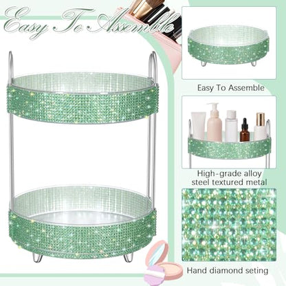 360 Rotating Rhinestone Perfume Organizer,2 Tiers,Resin Diamond,Green - color: Green, size: 2 Tiers, style: Resin Diamond