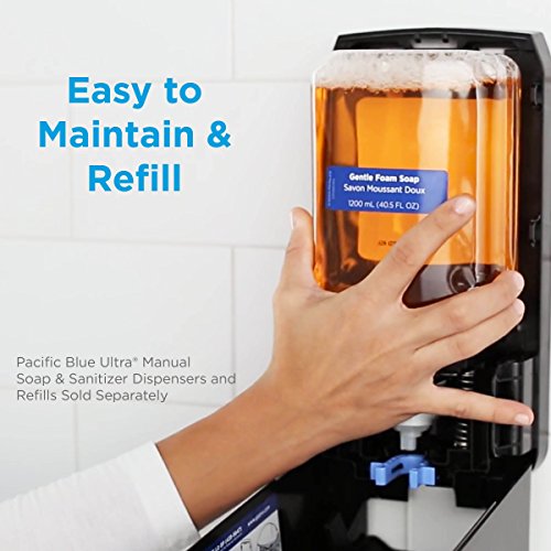 Pacific Blue Ultra Wall-Mounted Manual Dispenser for Foaming Hand Soap and Hand Sanitizer by GP PRO (Georgia-Pacific) Brushed Stainless 53060 11.5" W x 5.6" D by 4.4" H (Pack of 2) - size: 1 Count (Pack of 2)