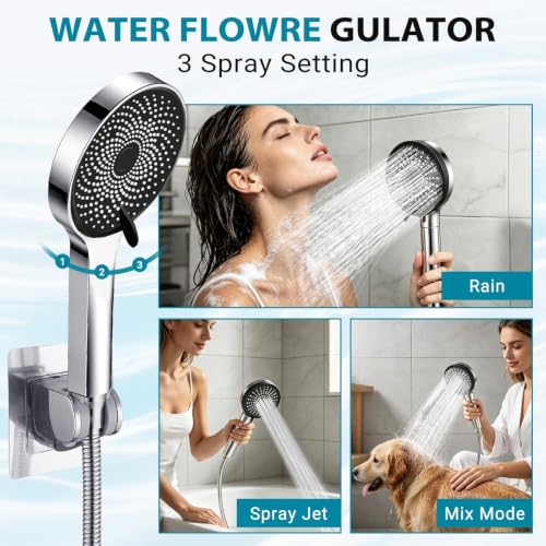 Shower Head, Rain Shower Head with Handheld Spray Combo, 12Inch Adjustable High Pressure Rainfall Shower Head, Dual Showerhead Set with Extension Arm - color: Sliver, size: 12 Inch