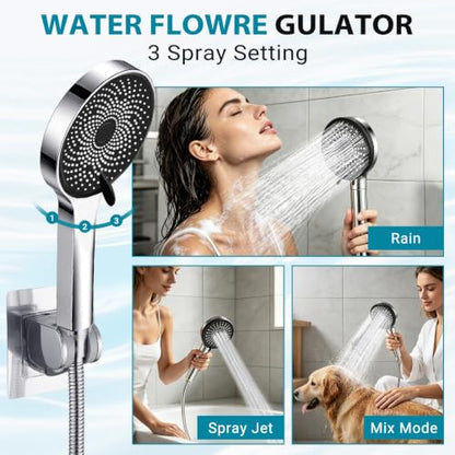 Shower Head, Rain Shower Head with Handheld Spray Combo, 12Inch Adjustable High Pressure Rainfall Shower Head, Dual Showerhead Set with Extension Arm - color: Sliver, size: 12 Inch