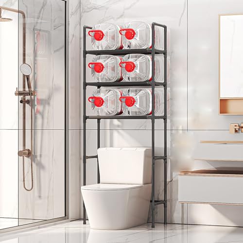 3-Tier Over The Toilet Storage, Space Saver Stainless Steel Bathroom Shelves, Freestanding Above Over Toilet Storage Shelf for Bathroom - color: Black