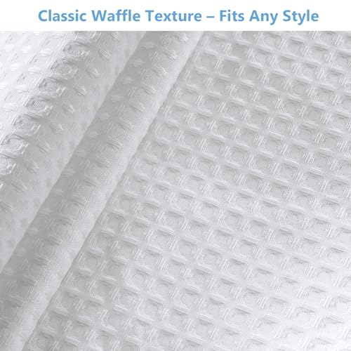 VANZAVANZU Hookless Shower Curtain with Mesh Top and Snap in Waterproof Liner, Waffle Weave, Weighted Magnets Hem, Machine Washable, 72 x 75 Inches – (White)