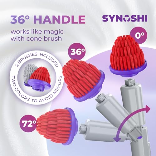 Synoshi PRO Cone Brush Heads Set (2 Units) | For Electric Spin Scrubber Bathroom & Shower Cleaning Brush Universal Cleaning for Kitchen, Floors.