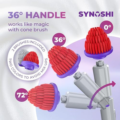 Synoshi PRO Cone Brush Heads Set (2 Units) | For Electric Spin Scrubber Bathroom & Shower Cleaning Brush Universal Cleaning for Kitchen, Floors.