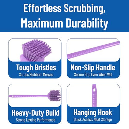 SPARTA 20" Floater Scrub Brush with Long Handle, Oil-Resistant Polyester Bristles, Multiple Trim Angles, Foam-Injected Polymer Block, Commercial Cleaning Tool, Purple - color: Purple