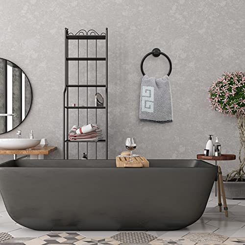 2 Pack Towel Ring, Hand Towel Holder No Drilling Heavy Duty Simple Round Towel Holder Wall Mount Towel Rack Matte Black (Black-2) - color: Black-2