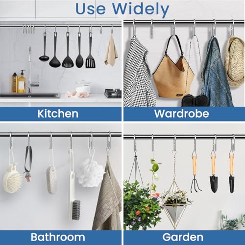 Chrome Shower Curtain Hooks Rings，Double Sided Shower Curtain Hooks Rust Proof，12 pcs Shower Hooks for Inside Shower，Smooth Sliding Anti-Drop Double Shower Rings for Curtain (Chrome) - color: Chrome