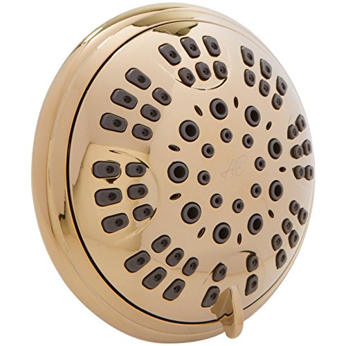6 Function Luxury Shower Head - 2.5 GPM - Polished Brass | High Pressure Boosting, Adjustable, Wall Mount, Bathroom Showerhead With Anti-Clog Nozzles, Best For Low Flow Showers - color: Polished Brass, size: 2.5 GPM