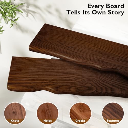 Solid Wood Live Edge Floating Shelves Set of 2 – 24" Rustic Wall Shelf with Hidden Bracket System, Wall Mounted Shelves for Bathroom, Kitchen, Living Room, Bedroom (Walnut) - color: Walnut, size: 24inch