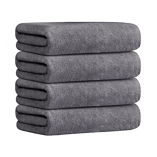JML Bath Towels Set, 4 Pack, 30" x 60", Grey | Microfiber,Large, Soft, Absorbent, Quick Dry for Salon Hair Wrap, Sauna, Sports, Yoga, Swim, Pool - color: - Grey, size: 4 Pack (30 in x 60 in)