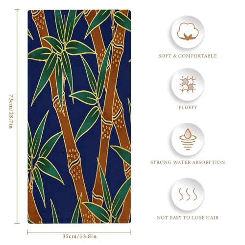 Bamboo Print Bath Towel Large Absorbent Bathroom Towel Reusable Soft Feel Fingertip Towels Lightweight Quick Dry Gym Towels Fashion Washcloths for Travel Camp Pool