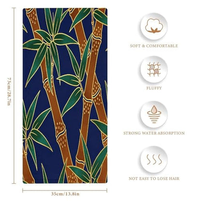 Bamboo Print Bath Towel Large Absorbent Bathroom Towel Reusable Soft Feel Fingertip Towels Lightweight Quick Dry Gym Towels Fashion Washcloths for Travel Camp Pool