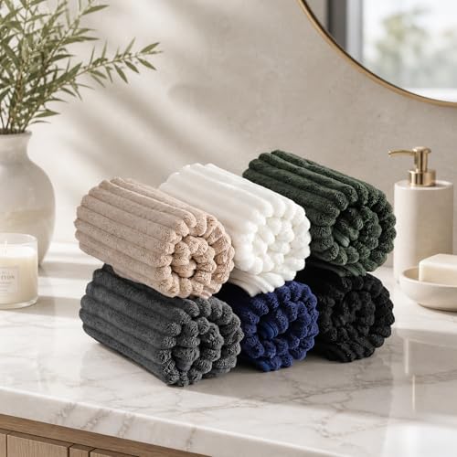 6 Pack Soft Microfiber Hand Towels for Bathroom, 16"x30", Beige | Face Towels, Highly Absorbent, Quick Dry, Low Lint, Hanging Loop, Lightweight Towels for Guest Bath, Gym, Travel & Kitchen - color: Beige