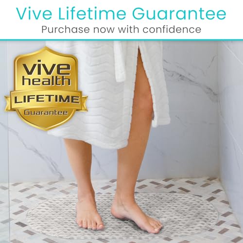 Vive Oval Bathtub Mat - Nonslip Shower Floor Pad - Non-Slip and Non-Skid | For Bath Tub with Strong Rubber Suction Cup Grip - for Baby, Elderly, Kids, Bathroom (Gray) - color: Clear