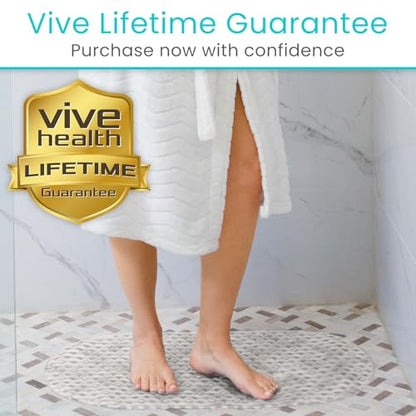 Vive Oval Bathtub Mat - Nonslip Shower Floor Pad - Non-Slip and Non-Skid | For Bath Tub with Strong Rubber Suction Cup Grip - for Baby, Elderly, Kids, Bathroom (Gray) - color: Clear