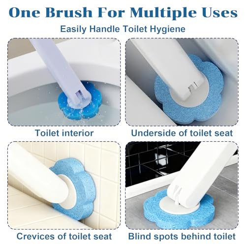 2 Pack Disposable Toilet Brush with 48 Refills | Toilet Bowl Cleaner Toilet Brush and Holder Set for Bowl Cleaners Bathroom Cleaning Bathtub