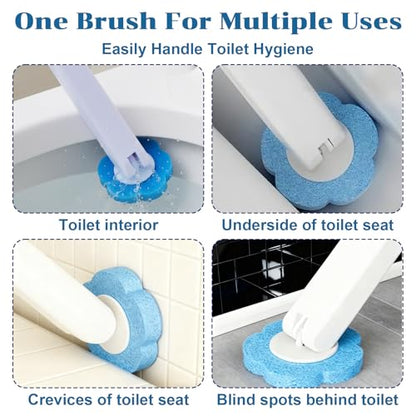 2 Pack Disposable Toilet Brush with 48 Refills | Toilet Bowl Cleaner Toilet Brush and Holder Set for Bowl Cleaners Bathroom Cleaning Bathtub