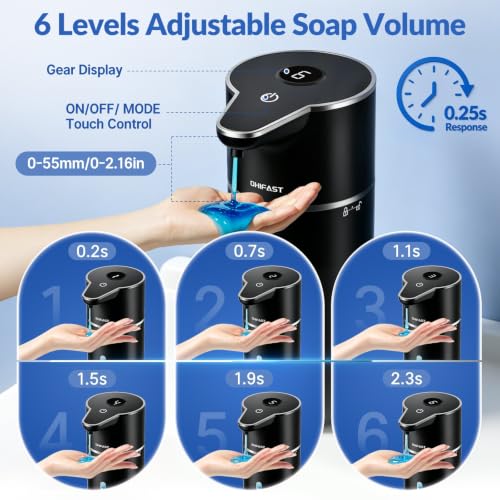 Automatic Liquid Soap Dispenser Touchless,6-Level Adjustable,USB Rechargeable Smart Soap Dispenser,16.9oz/500mL Compatible with Thick Thin Dish/Hand Soap for Bathroom Accessories Kitchen Sink-Black - color: Black