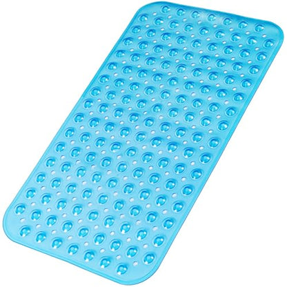 Bathtub and Shower Mats, 28 x 15 Inch Non-Slip Bath Mat, Machine Washable Bath Tub Mat with Suction Cups & Drain Holes for Bathroom, Clear Blue - color: Clear Blue, size: 28" x 15" (Rectangular)