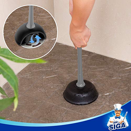 MR.SIGA Toilet Plunger and Bowl Brush Combo for Bathroom Cleaning, Gray | Heavy duty toilet brush and plunger set, toilet bowl brush and plunger with holder - color: Gray