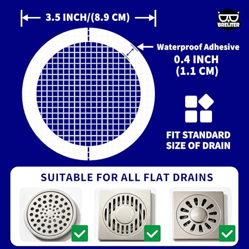 Disposable Shower Drain Hair Catcher, 30pcs Strong Adhesive Drain Cover Strainer for Shower, Bathtub and Vanity Sink, Waterproof Mesh Filter Stickers to Prevent Clogs, Tear-Resistant