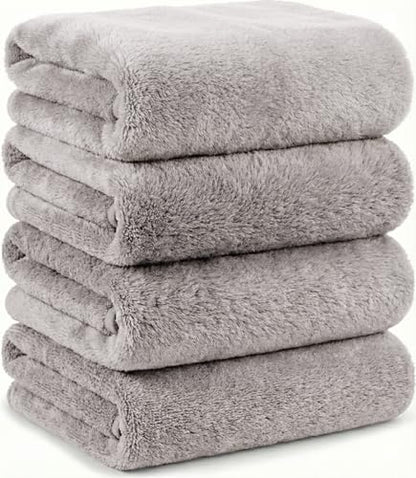 Microfiber Bath Towels Set, Compact Size 20 x 43 in, Hyaluronic Acid-Infused, Soft on Skin, 4 Pack, Quick Dry, Absorbent (Smoky Gray) - color: Smoky Gray