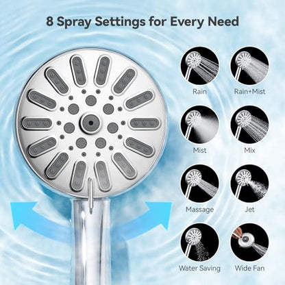 INAVAMZ High Pressure Rain Shower Head Combo with Magnetic Handheld Silver | Dual Shower System with Rainfall Showerhead and 8-Spray Handheld, Magnetic Dock, Adjustable Angle, Power Jet for Cleaning - color: Silver
